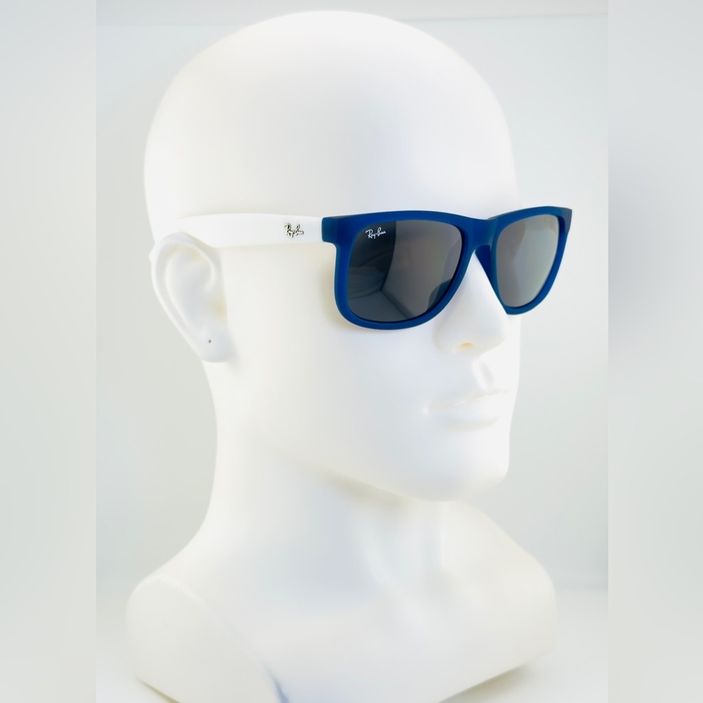 Ray-Ban Justin Sunglasses RB4165 Matte Transparent Blue Frame with Gray Lenses - Picture 1 of 14